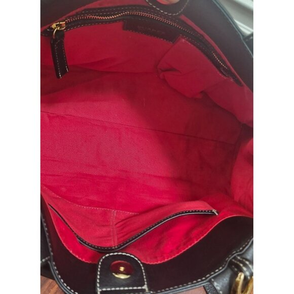 Suarez Made in Italy Black Leather Tote Shoulder Bag Gold Hardware Large Structu - Picture 13 of 16